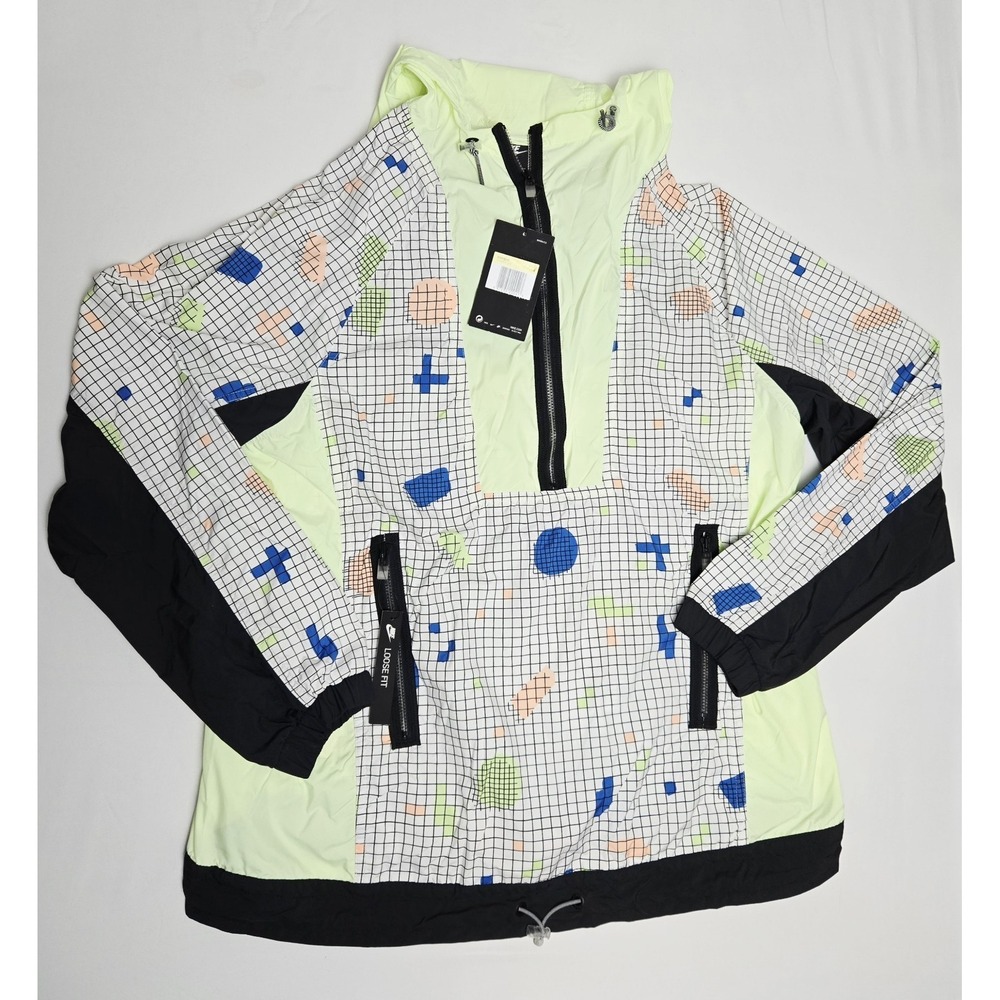 Nike Windbreaker Jacket Womens Retro Neon NWT sz small loose fit defect*